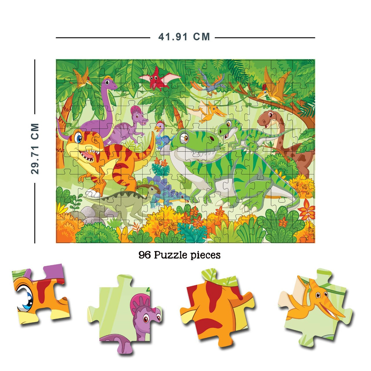Dreamland Publications Dinosaurs World Jigsaw Puzzle for Kids – 96 Pcs | With Colouring & Activity Book and 3D Model - Distacart