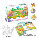 Thumbnail for Dreamland Publications Dinosaurs World Jigsaw Puzzle for Kids – 96 Pcs | With Colouring & Activity Book and 3D Model - Distacart