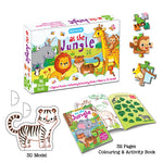 Thumbnail for Dreamland Publications At the Jungle Jigsaw Puzzle for Kids – 96 Pcs | With Colouring & Activity Book and 3D Model - Distacart