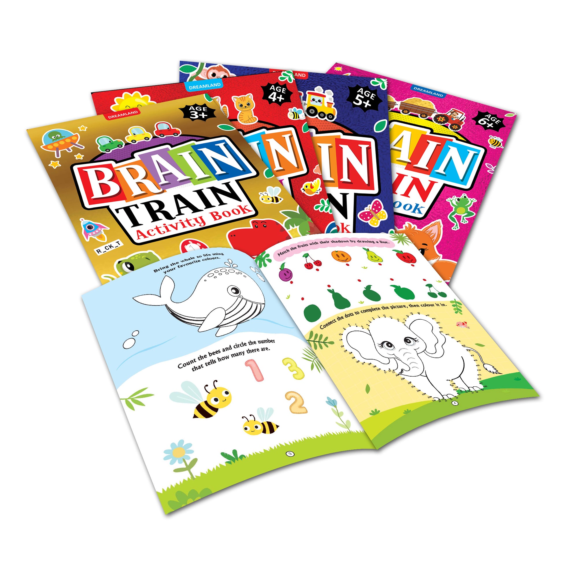 Dreamland Publications Brain Train Activity Book for Kids Age 3+ - With Colouring Pages, Mazes, Puzzles and Word searches Activities - Distacart