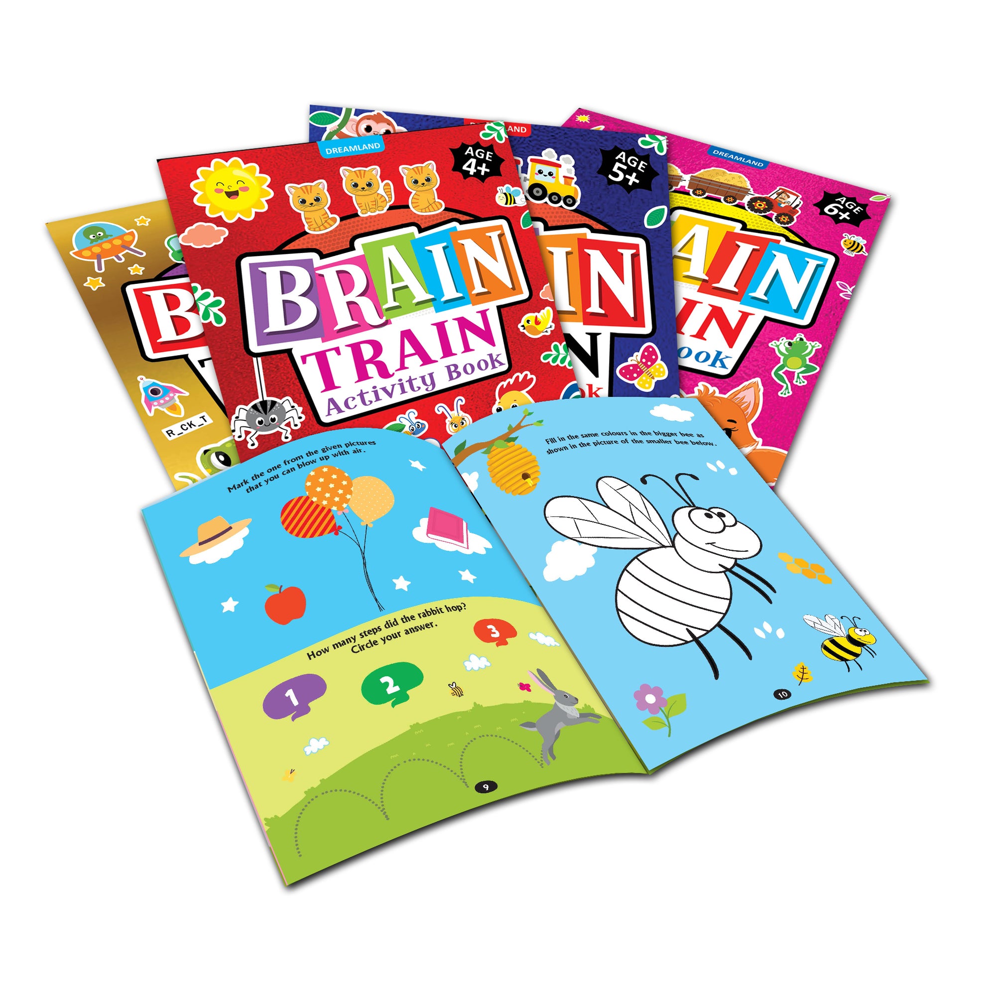 Dreamland Publications Brain Train Activity Book for Kids Age 4+ - With Colouring Pages, Mazes, Puzzles and Word searches Activities - Distacart