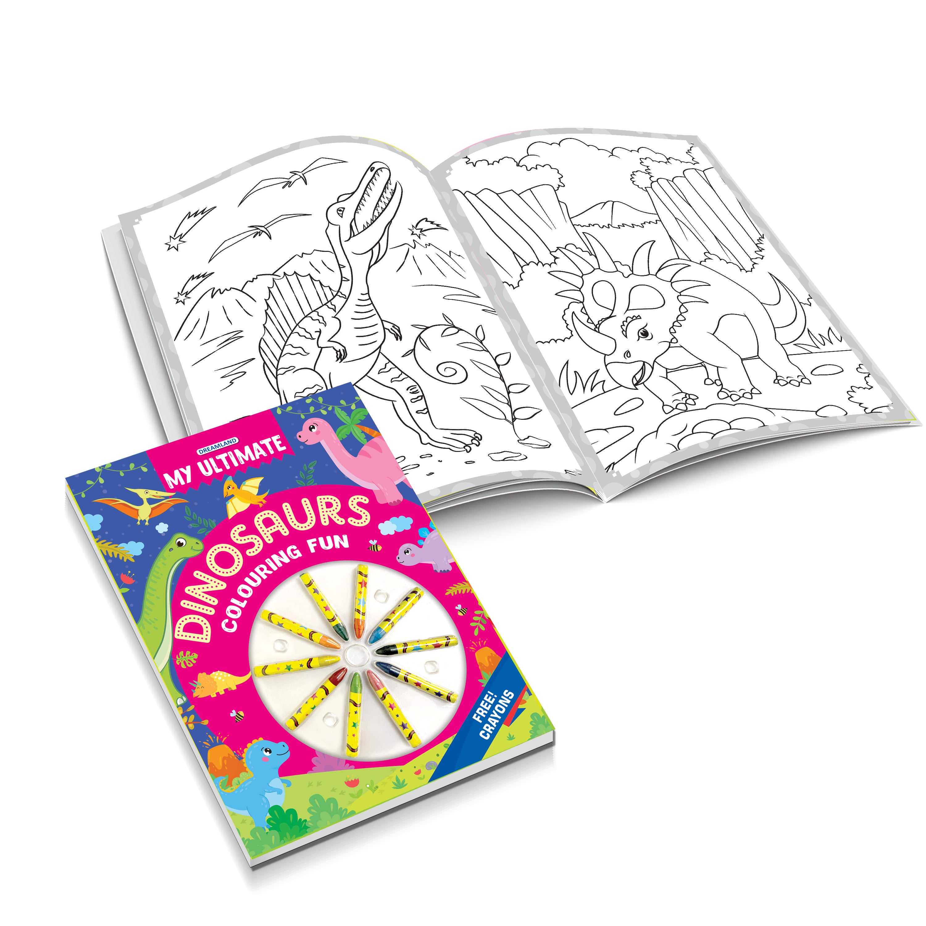 Dreamland Publications My Ultimate Dinosaurs Colouring Fun Book with Free Crayons : Children's Colouring Book - Distacart