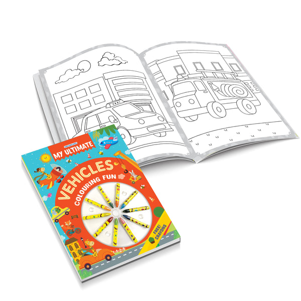 Dreamland Publications My Ultimate Vehicles Colouring Fun Book with Free Crayons : Children's Colouring Book - Distacart