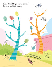 Thumbnail for Dreamland Publications Fingerprint Art Activity Book for Children - Garden with Thumbprint Gadget - Distacart