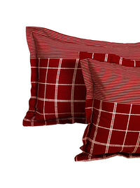 Thumbnail for Story@home Maroon & White Geometric 152 TC Queen Bedsheet with 2 Pillow Covers - Distacart