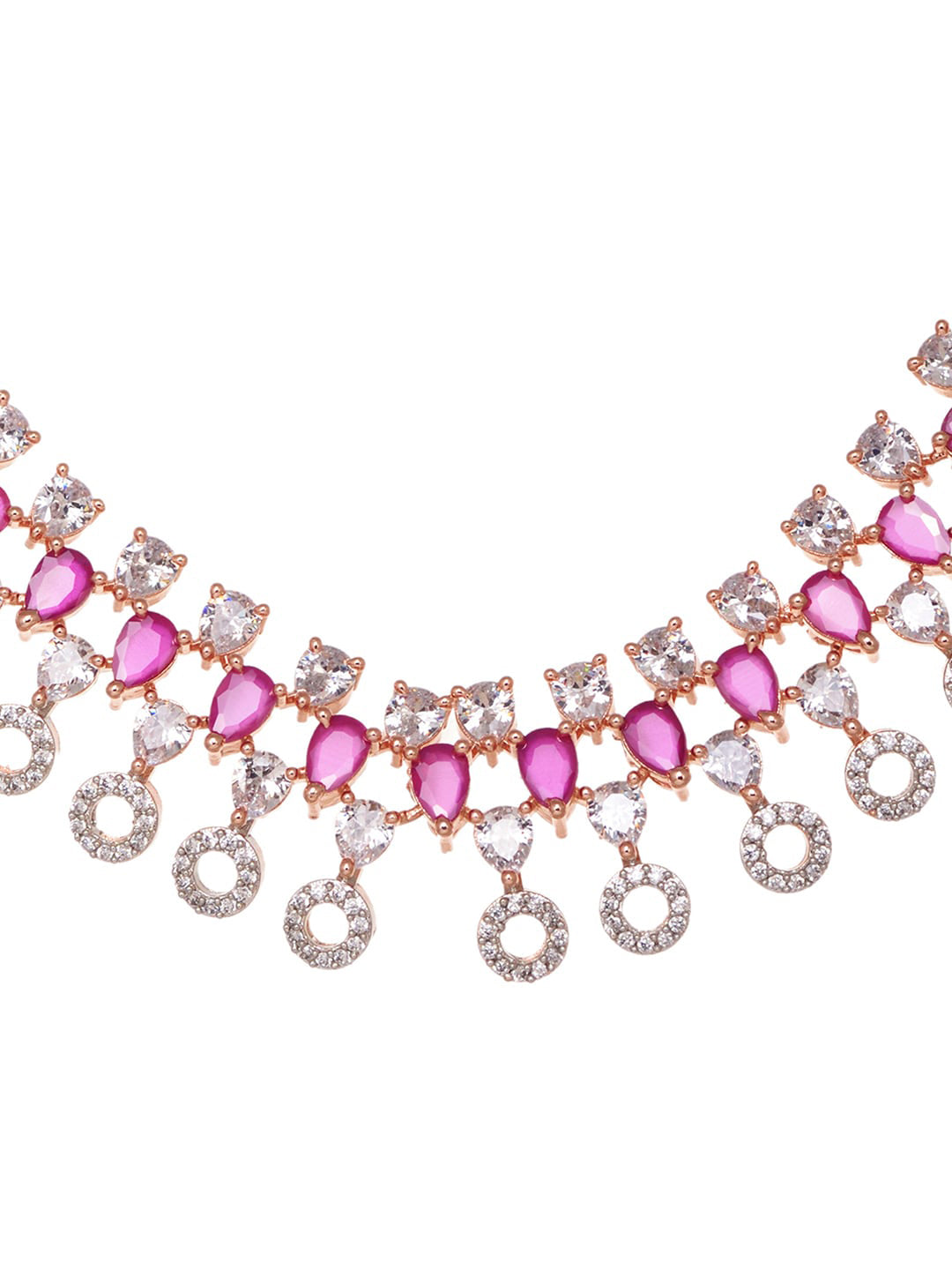 Saraf RS Jewellery Rose Gold-Plated Red AD-Studded Jewellery Set - Distacart