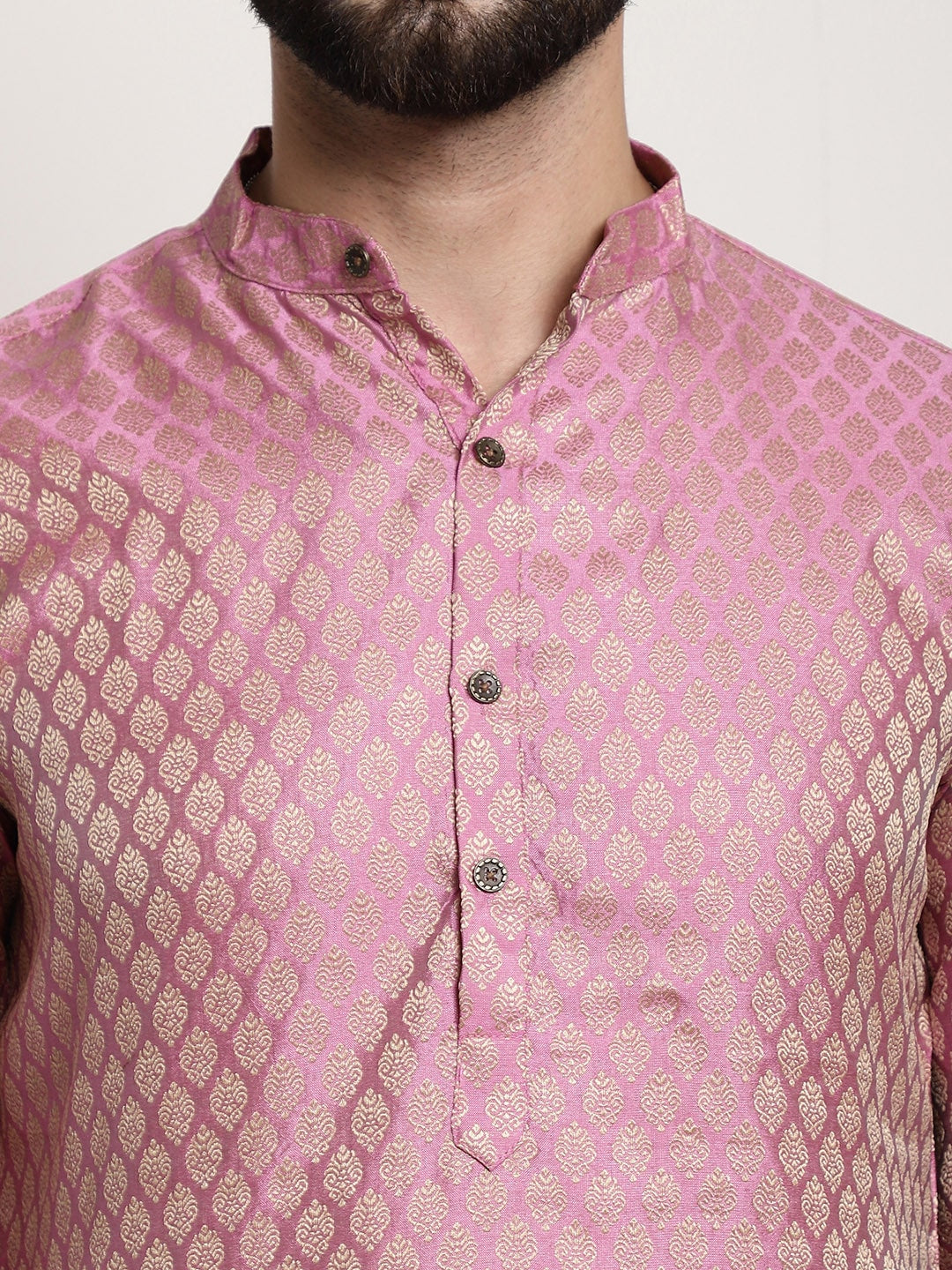 Sojanya Men Pink Ethnic Motifs Kurta with Pyjamas & Nehru Jacket - Distacart