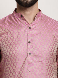Thumbnail for Sojanya Men Pink Ethnic Motifs Kurta with Pyjamas & Nehru Jacket - Distacart