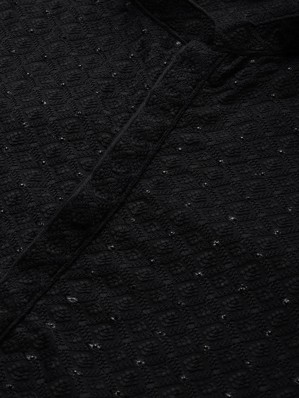 Manyavar Men Black Mandarin Collar Kurta Set - Distacart