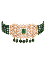 Thumbnail for Saraf RS Jewellery Gold-Plated White & Green American Diamond Studded Choker Jewellery Set - Distacart