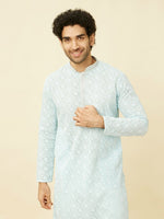 Thumbnail for Manyavar Floral Chikankari Embroidered Regular Thread Work Kurta With Pyjamas - Distacart
