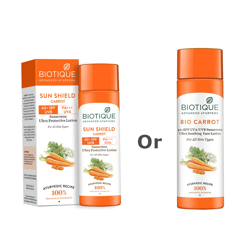 Biotique Advanced Ayurveda Bio Carrot 40+ SPF UVA/UVB Sunscreen Ultra Soothing Face Lotion - Distacart
