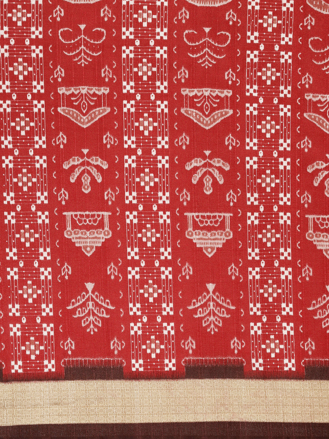 Kalini Red & White Ethnic Motifs Art Silk Sambalpuri Saree - Distacart