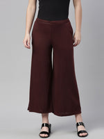Thumbnail for Souchii Women Brown Knitted Palazzos - Distacart