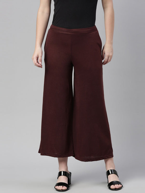 Souchii Women Brown Knitted Palazzos - Distacart