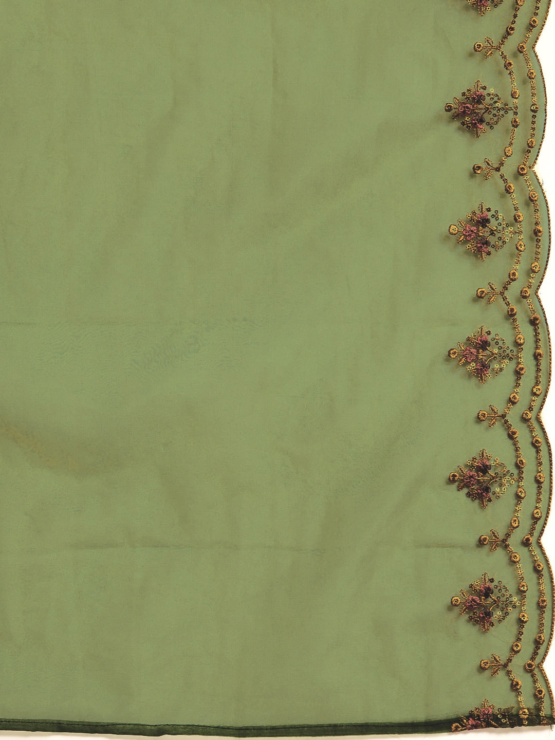 Sangria Women Mustard Yellow & Green Ethnic Motifs Embroidered Cotton Kurta Set - Distacart