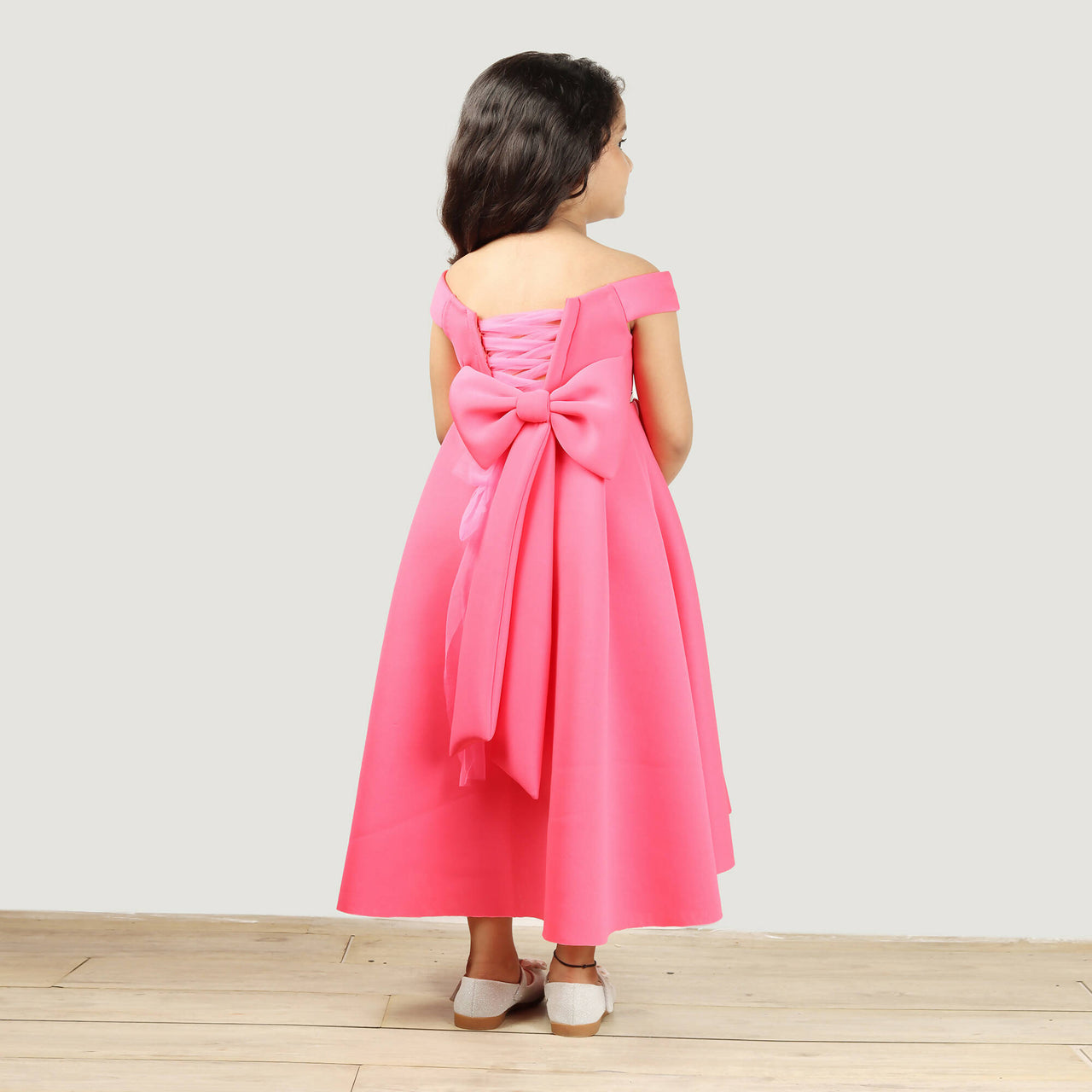 Pink Cow Fashions Pink Scuba Gown With Black Strip At Waist - Distacart