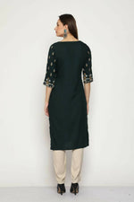 Thumbnail for Maai Rayon Hand Printed Kurta Green - Distacart