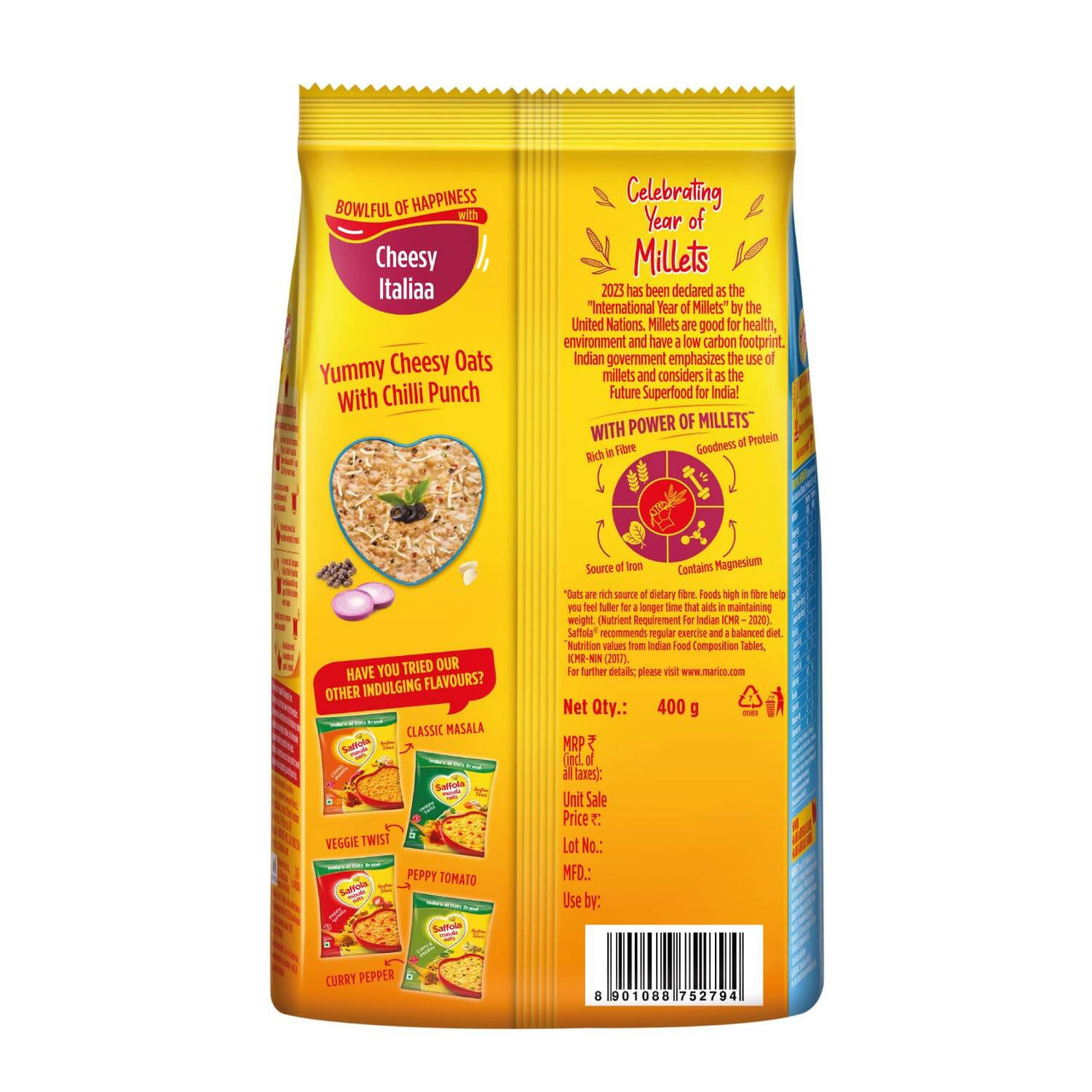 Saffola Cheesy Italian Masala Oats - Distacart
