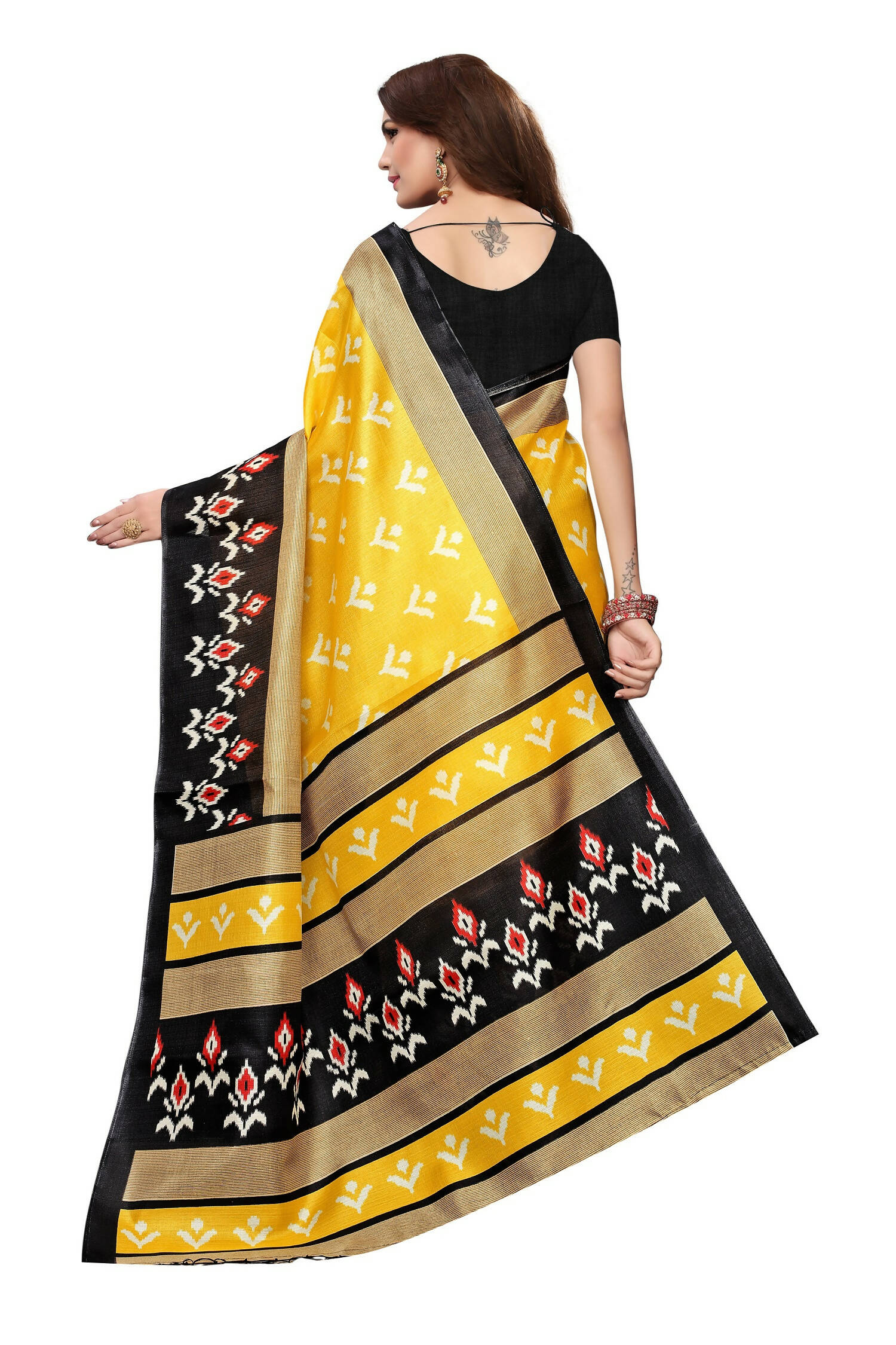 Vamika Kalamkari With Jhalar Khadi Silk Saree In Yellow Color - Distacart