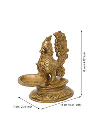 Thumbnail for eCraftIndia Gold-Toned Peacock Brass Diya Stand - Distacart