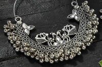 Thumbnail for Mominos Fashion Johar Kamal Silver Peacock Design Chandbali Earrings - Distacart