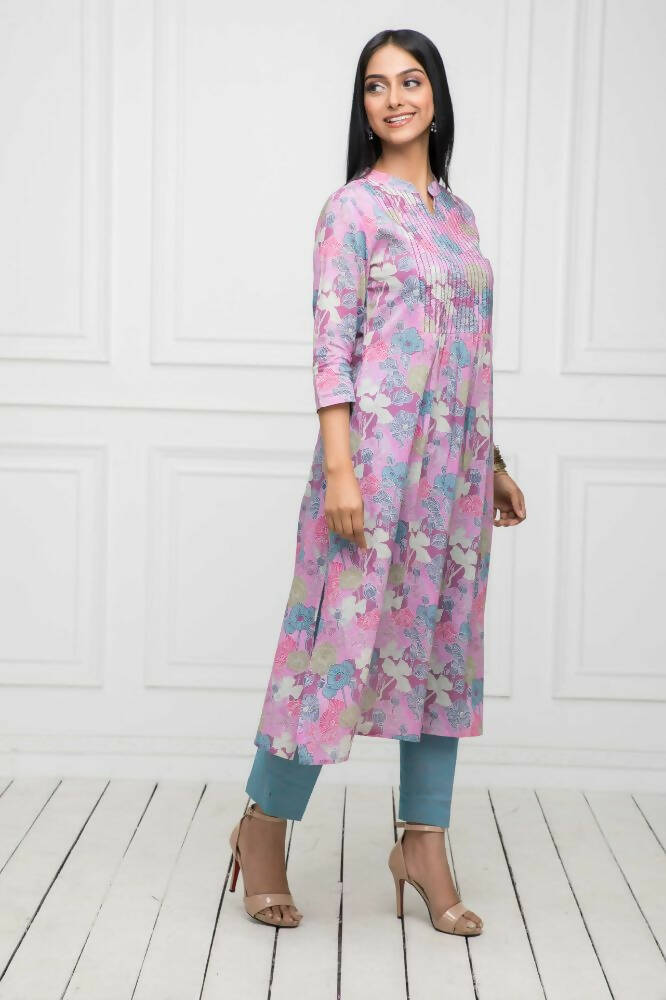 Myshka Women Multi Floral Rayon A-Line Round Neck Kurtas - Distacart