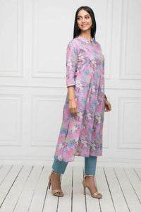 Thumbnail for Myshka Women Multi Floral Rayon A-Line Round Neck Kurtas - Distacart
