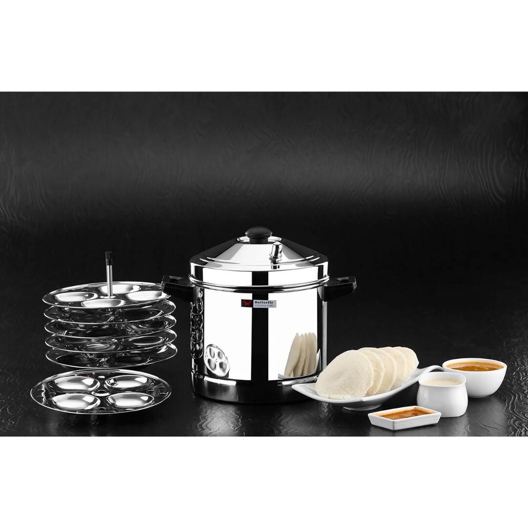 Butterfly Stainless Steel Idli Cooker, Idly Maker With 6 Plates - Distacart
