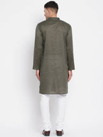 Thumbnail for Even Apparels Green Men's Pure Cotton Kurta With Band Collar - Distacart