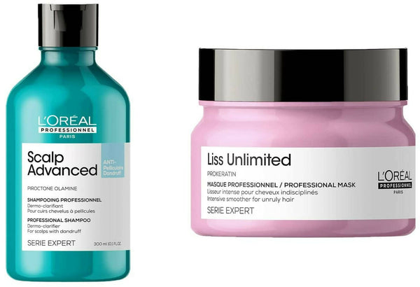 L'Oréal Paris Scalp Advanced Anti-Dandruff Dermo-Clarifier Shampoo & Liss Unlimited Hair Mask - Distacart