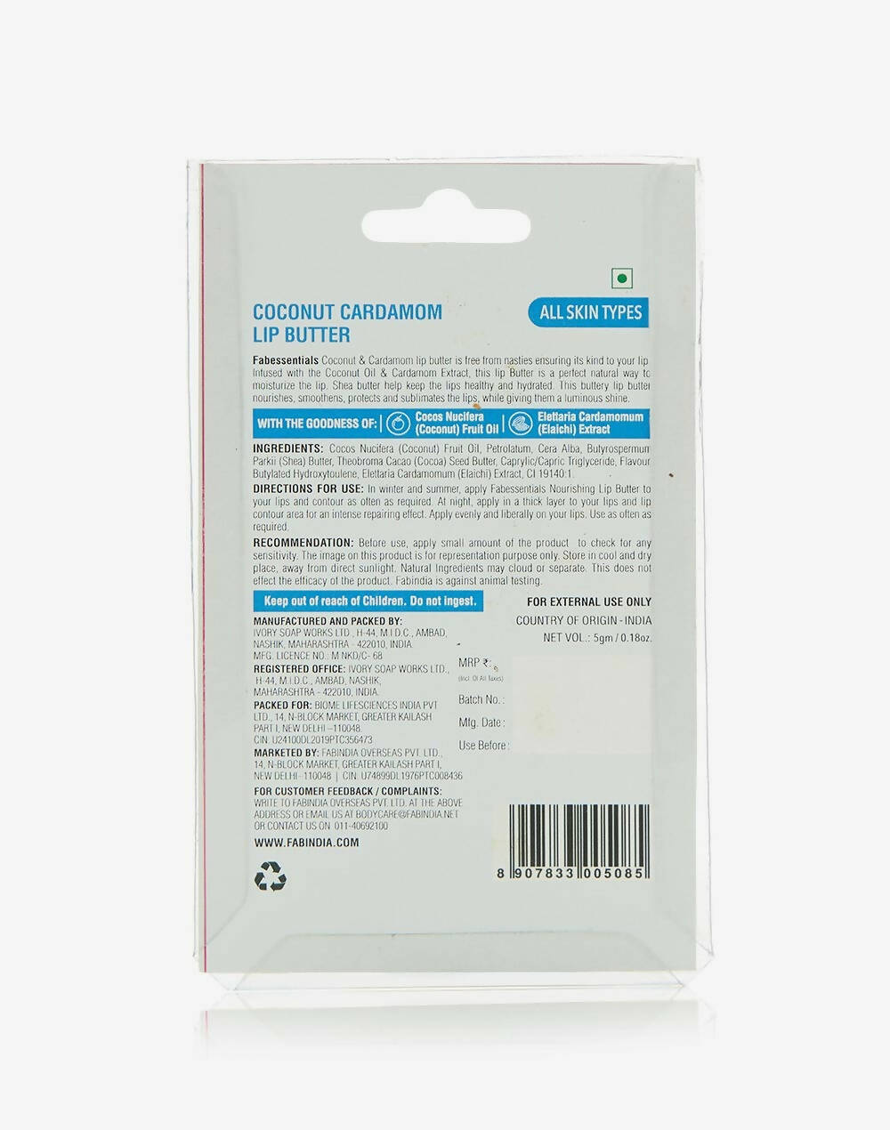 Fabessentials Coconut Cardamon Lip Butter - Distacart