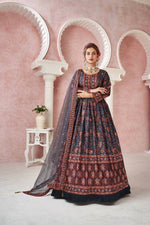 Thumbnail for Everywhere Designer Navy Blue Dola Silk Gown With Dupatta - Anbazaar - Distacart