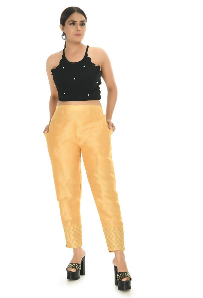 Mominos Fashion Moeza Silk Golden Color Pant