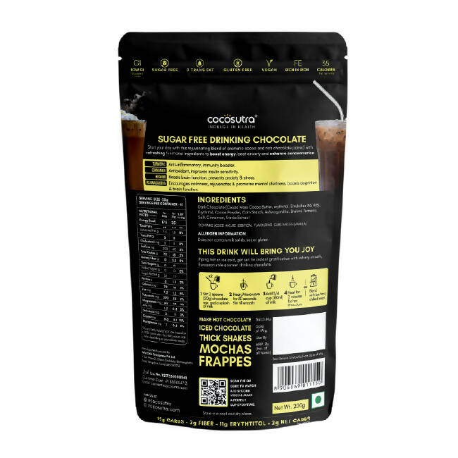 Cocosutra Lite - Focus - Sugar Free Drinking Chocolate Mix - Distacart