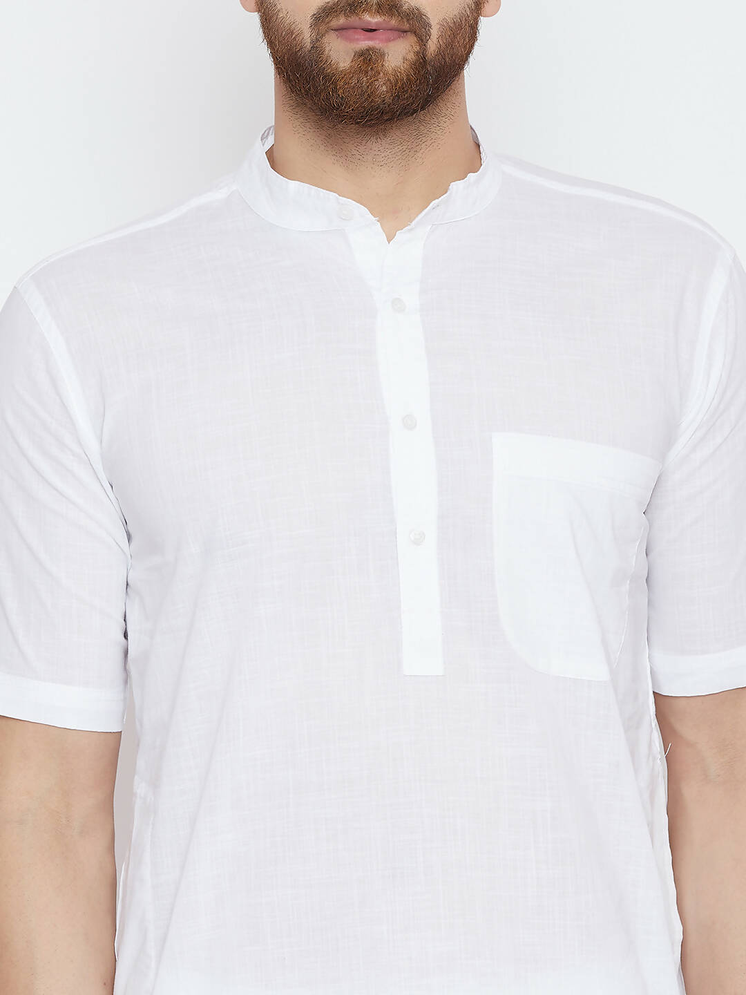 Even Apparels White Color Pure Cotton Men's Kurta With Band Collar - Distacart