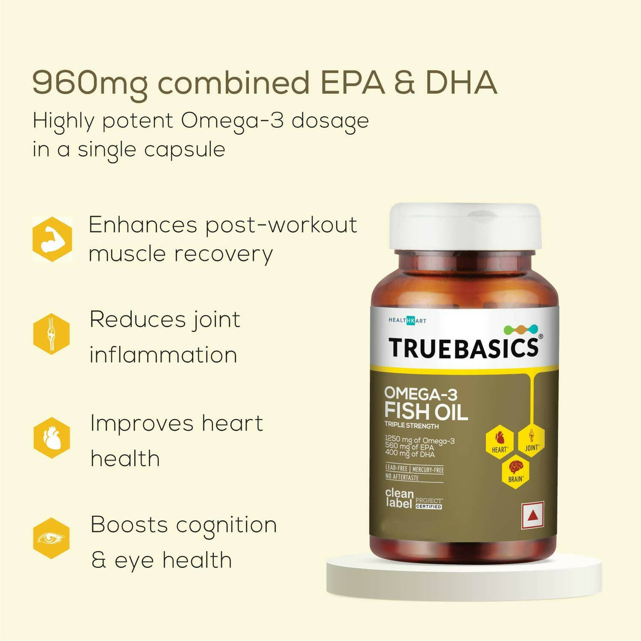 TrueBasics Omega-3 Fish Oil Capsules for Women & Men - Distacart