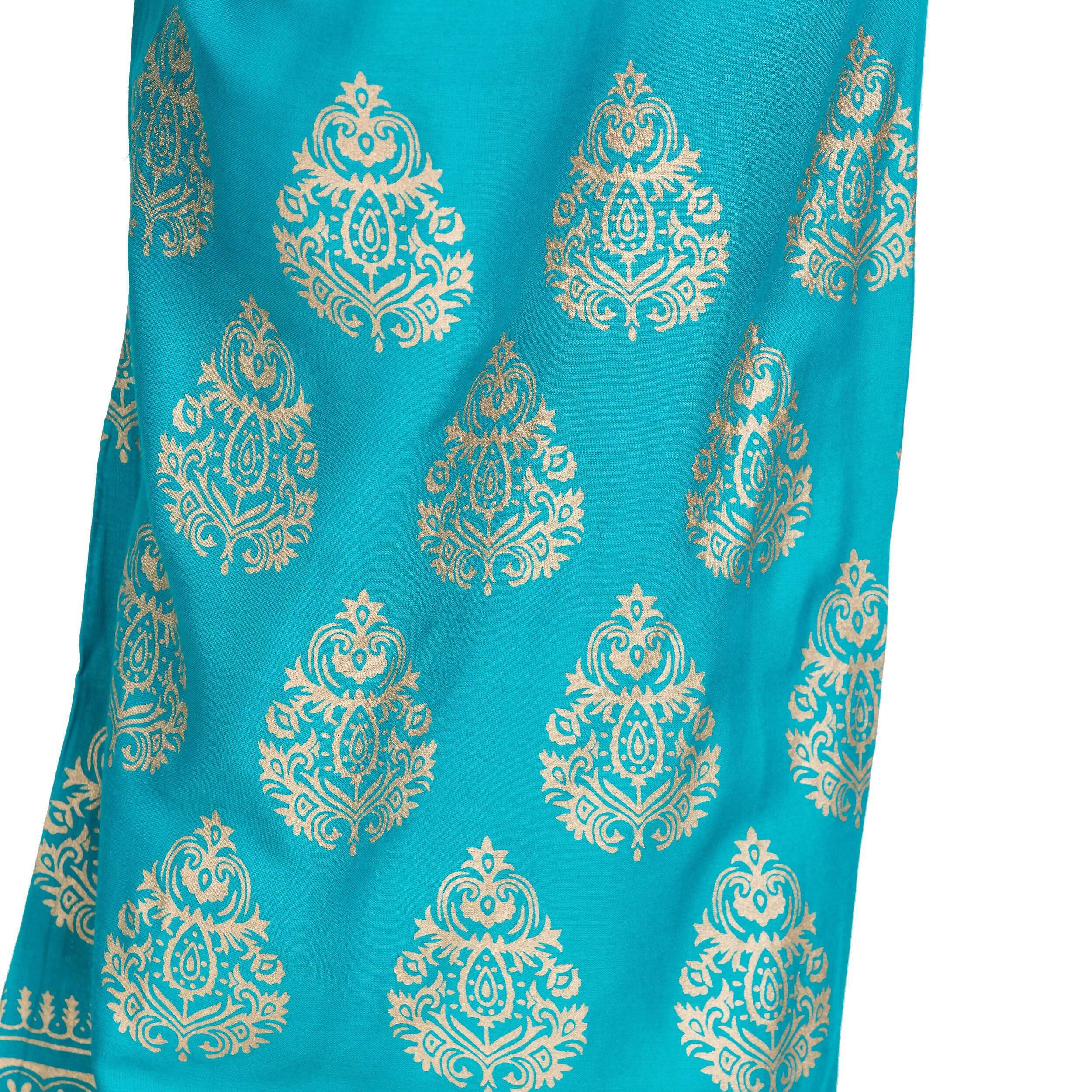 PAVONINE Rama Green Color Golden Printed Rayon Fabric Sharara For Women & Girls - Distacart