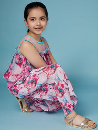Thumbnail for Girls Printed Sleeveless Top With Palazzos - Mini Marvels - Distacart