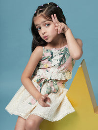 Thumbnail for Girls Printed Sleeveless Top With Skirt - Mini Marvels - Distacart
