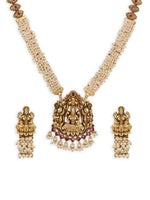 Thumbnail for Gold-Plated Pink White Stones-Studded Beaded Jewellery Set - Ruby Raang - Distacart