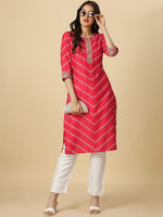 Thumbnail for HERE&NOW Red & White Bandhani Printed Thread Work Kurta - Distacart