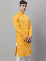 Thumbnail for Sojanya Ethnic Motifs Embroidered Sequinned Pure Cotton Kurta - Distacart