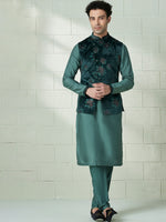 Thumbnail for Manyavar Mandarin Collar Kurta with Pyjamas & Nehru Jacket - Distacart
