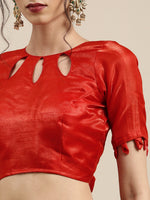 Thumbnail for Tikhi Imli Red Floral Organza Saree - Distacart