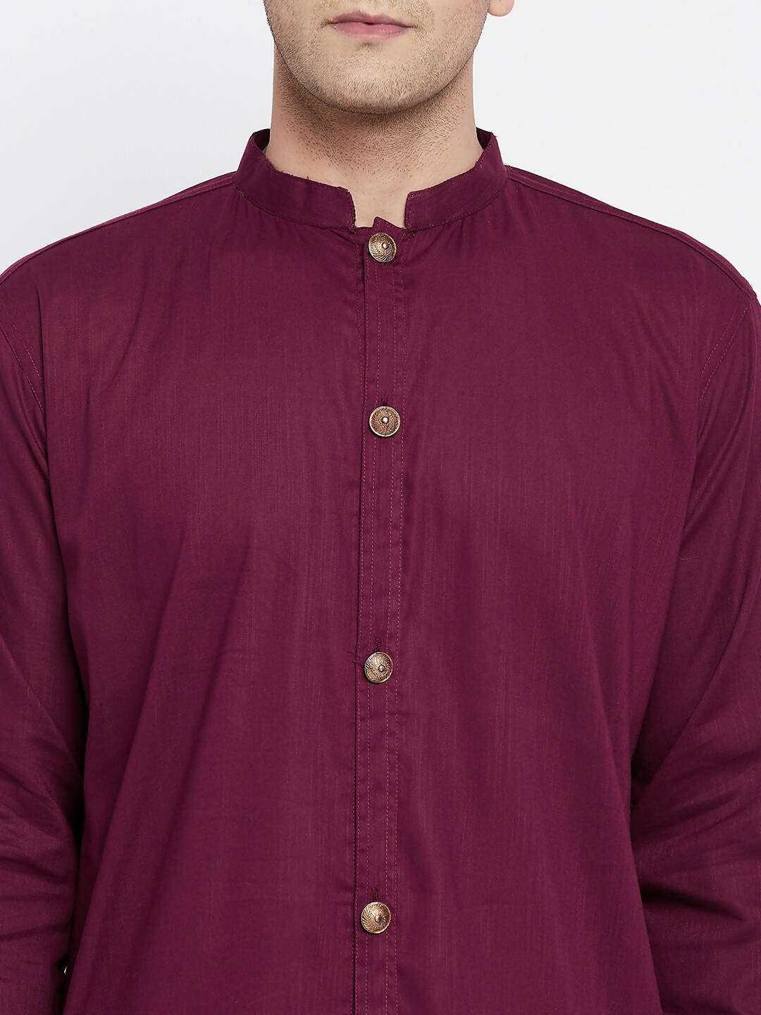 Even Apparels Maroon Pure Cotton Men's Sherwani Kurta With Open Front - Distacart