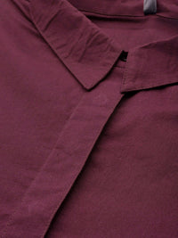 Thumbnail for HERE&NOW Women Burgundy Cotton Solid Pathani Kurta - Distacart