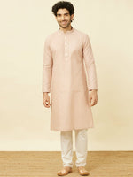 Thumbnail for Manyavar Mandarin Collar Regular Pure Cotton Kurta with Pyjamas - Distacart