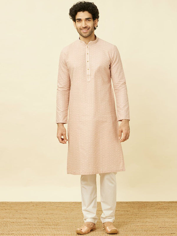 Manyavar Mandarin Collar Regular Pure Cotton Kurta with Pyjamas - Distacart