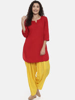 Thumbnail for Souchii Yellow Printed Regular-Fit High-Rise Patiala - Distacart